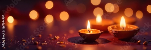 Glowing Diwali candles, bokeh lights, festive background , fire, abstract, pattern