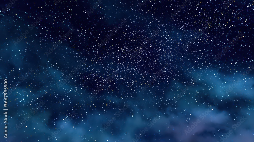 Fototapeta premium Starry Night Sky With Colorful Lights