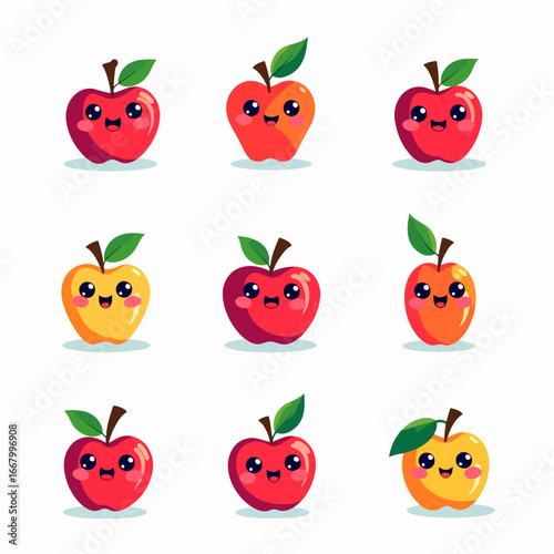 set of funny cartoon fruits