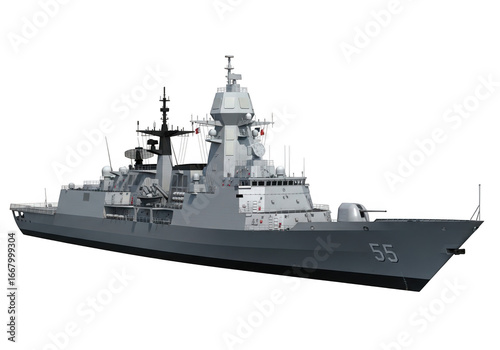 Modern military warship vessel naval power power projection and maritime security operations transparent background