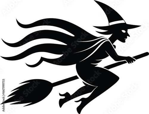 Witch Flying Fast With Wind Streak Effect
