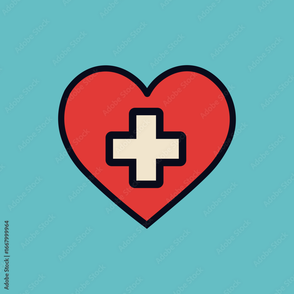 Obraz premium Health Heart Vector Icon