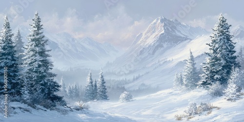 Snowy Mountain Winter Landscape