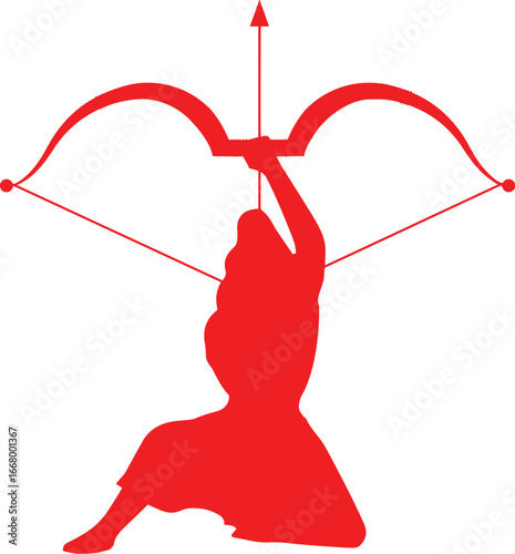 Ram ji dussehra or rama navami bow silhouette,  elements arrow, festival, occasion, indian, hindu, religion, celebration, praying, birth, vector