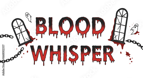 Blood Whisper - Spooky Halloween Themed Illustration with Ghosts and Chains