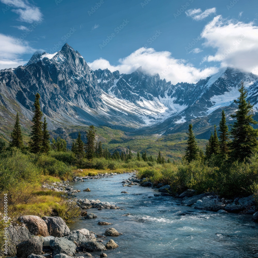 Fototapeta premium wild nature scenery Alaska mountains