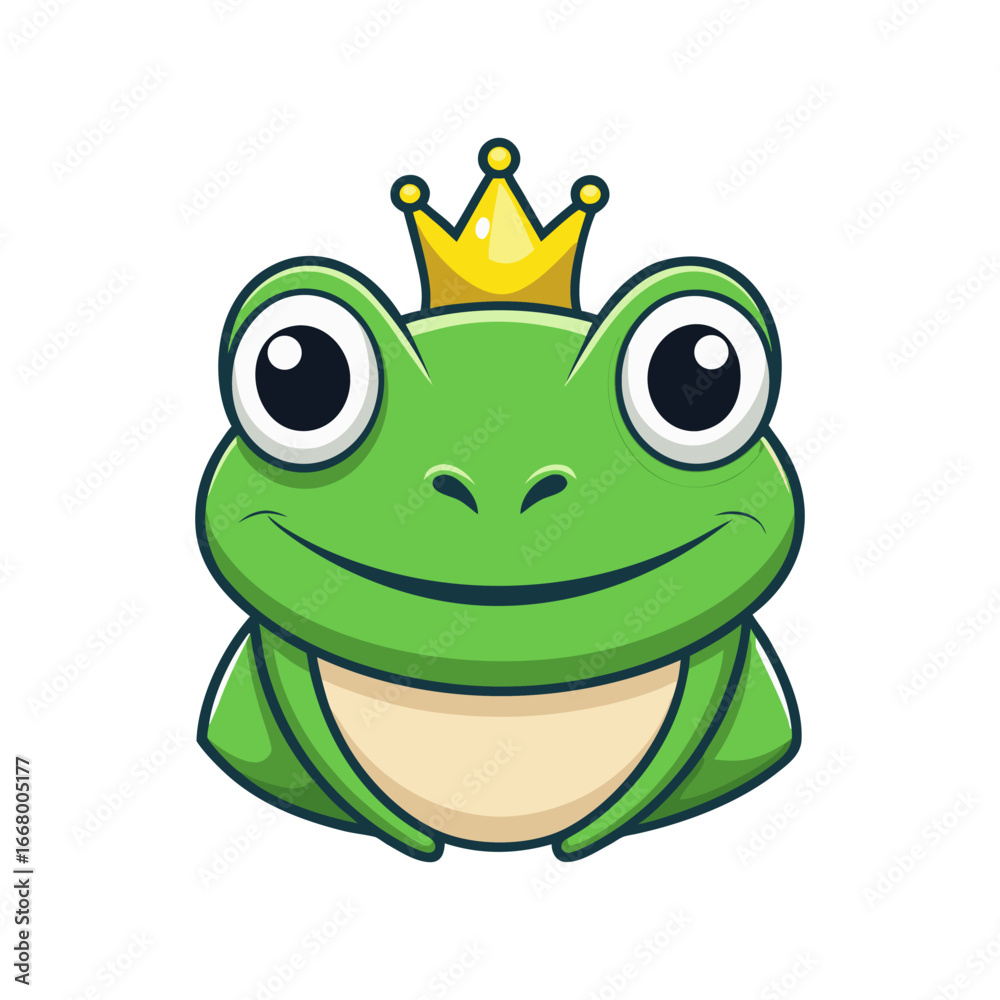 Fototapeta premium Flat a crown frog head logo icon vector illustration design