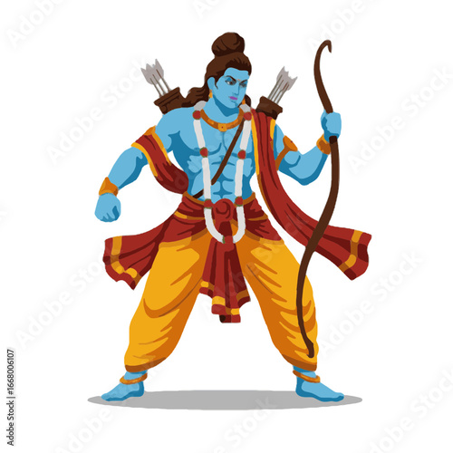 Lord Rama Illustration, Hindu God, Indian Mythology, Religious Icon, Vector Art