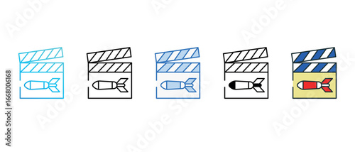 Action Movie icon design with white background stock illustration