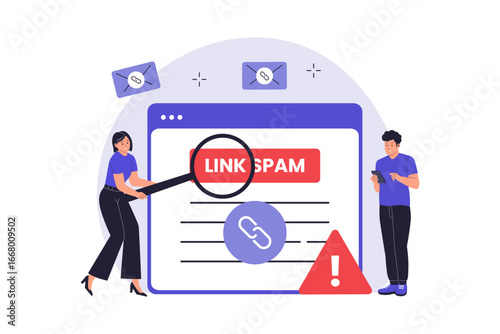 Spam Link and Cyber Threats Illustration. Vector Flat Illustration