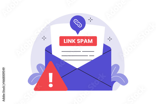 Spam Link in an Email Message Illustration. Vector Flat Illustration