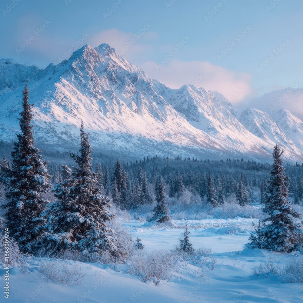 Fototapeta premium winter adventure Alaska snowy range wallpaper