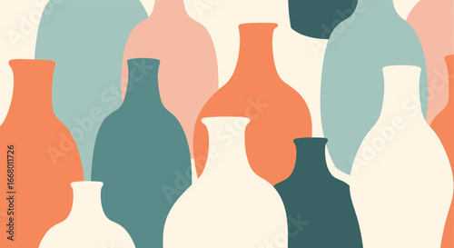 Abstract pastel bottles in various colors create a stunning and modern design for wall art