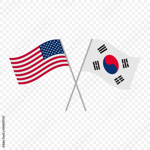 South Korea and America crossed flags