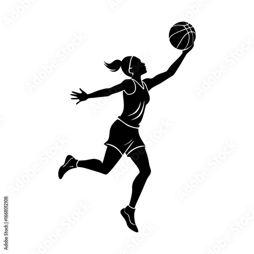 black silhouette basketball player shooting ball clip art preview