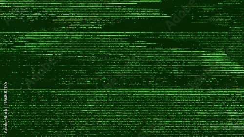 Glitch Green Screen Pixel Noise Distorted Digital Background for Cyberpunk and Tech Design. Perfect for technology, hacking, data visualization, gaming UI, sci-fi concepts, and video editing overlays.