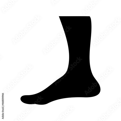 Silhouette of a Human Foot and Lower Leg on White Background