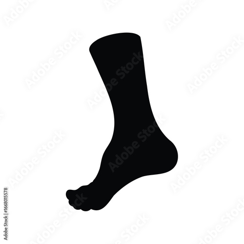 Silhouette of a bare foot and lower leg in simple black design