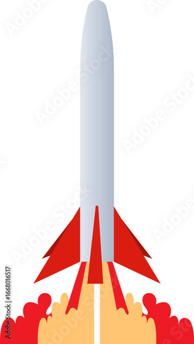 Illustration of a Rocket Launching into Space