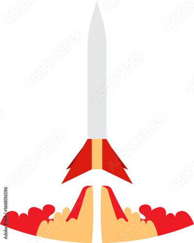 Illustration of a Rocket Launching into Space