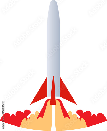 Illustration of a Rocket Launching into Space