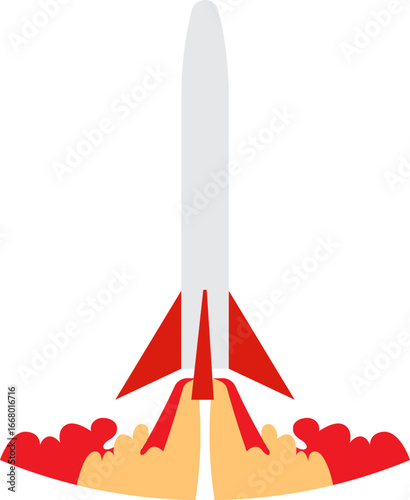 Illustration of a Rocket Launching into Space