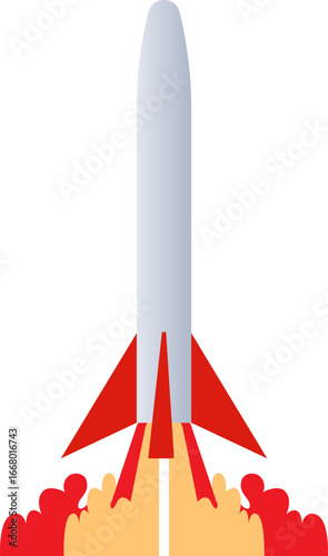 Illustration of a Rocket Launching into Space