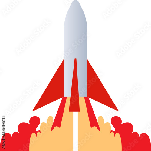 Illustration of a Rocket Launching into Space