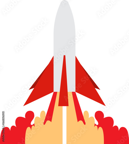 Illustration of a Rocket Launching into Space