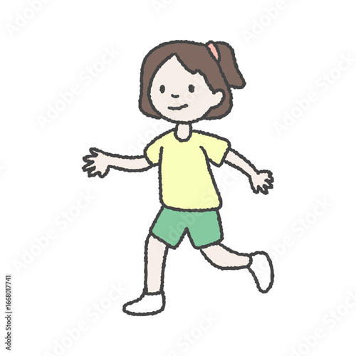 재미있게 뛰어노는 여자 어린이 일러스트