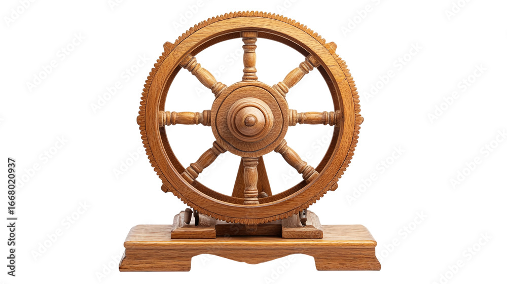 Obraz premium Antique wooden spinning wheel isolated on transparent background 