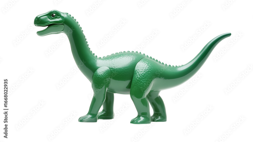 Naklejka premium Green plastic toy dinosaur isolated on transparent background 