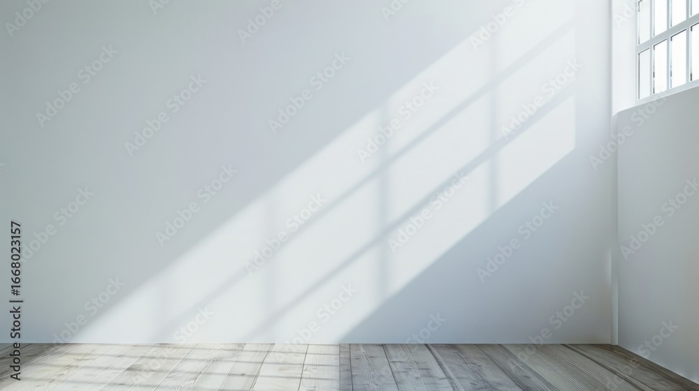 Fototapeta premium Minimalist 3D Product Display: Clean White Scene with Display Stand, Geometry & Sunlight