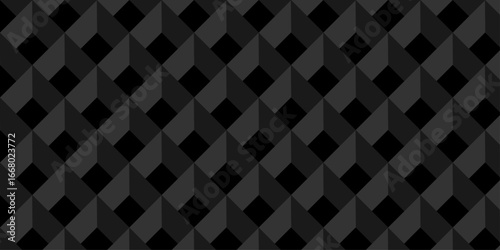 Background Black and gray cube geometric seamless wallpaper technology pattern. Vector pattern wall blocks. Abstract geometric design cubes pattern.	