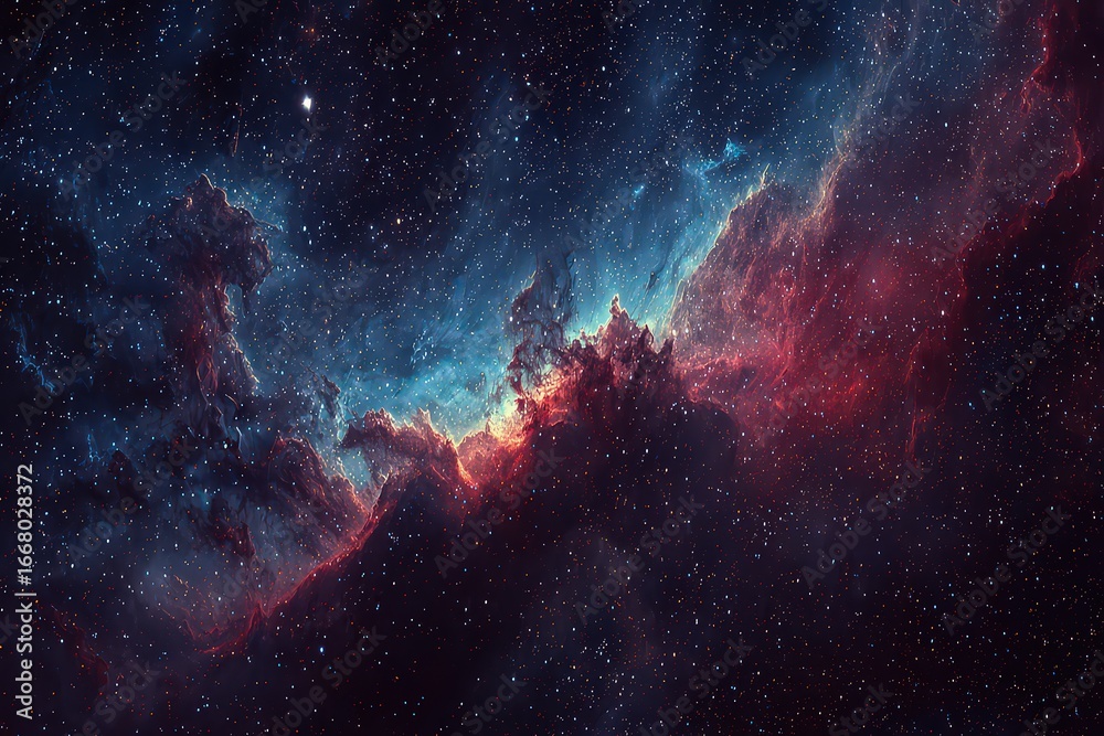 Fototapeta premium Colorful Pixelated Space Nebula