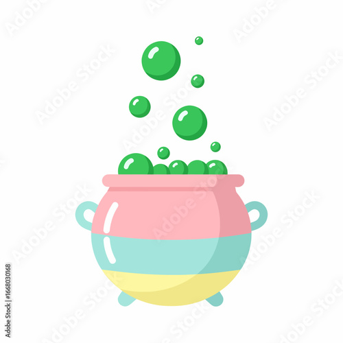 PastelColored Cauldron with Bubbling Green Potion.