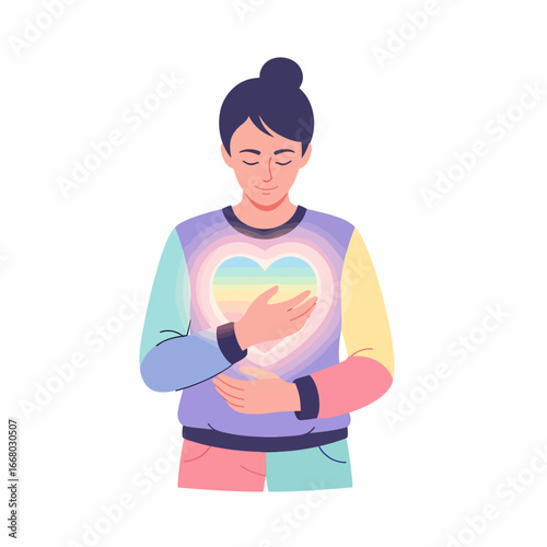 Person with a Colorful Heart Showing Compassion and Empathy.