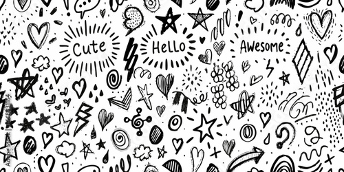 Hand Drawn Cute Doodle Seamless Pattern