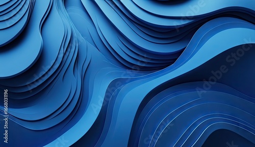Deep blue layered wavy abstract design