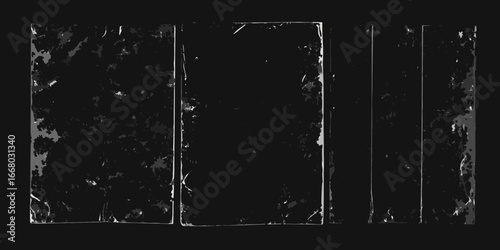 Four Grunge Textured Rectangles on Black Background