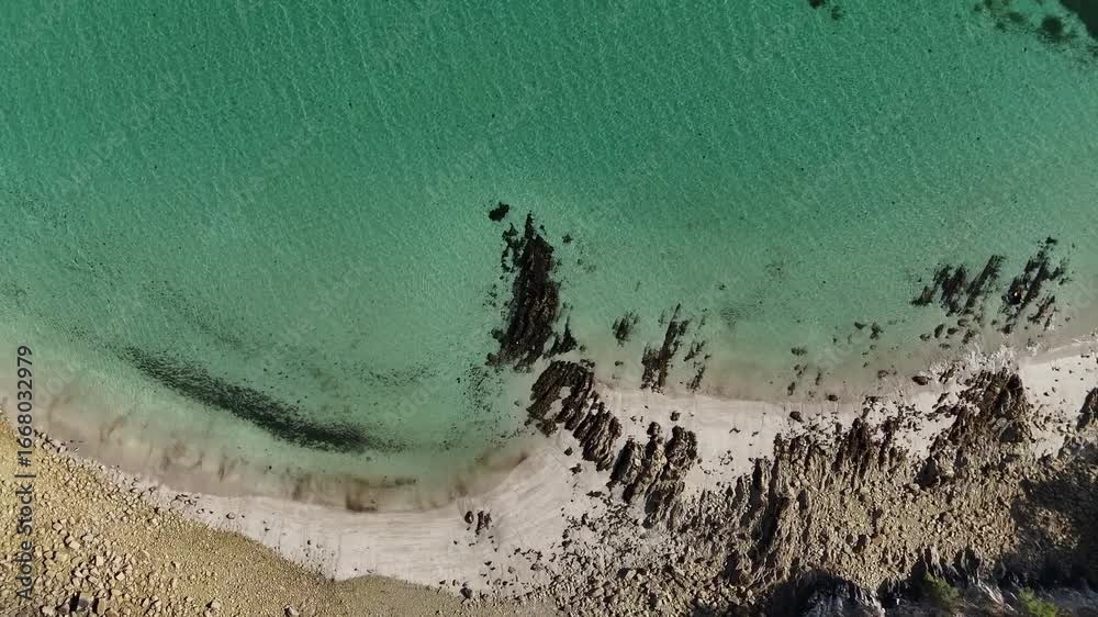 drone aerial view of coast, cliff and sea watter