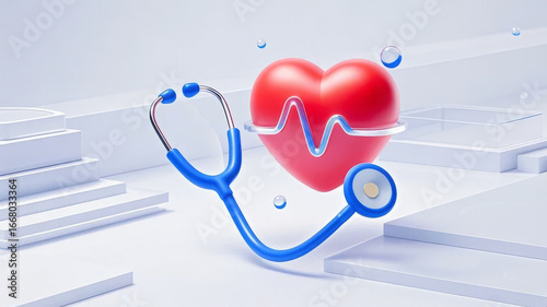 World Heart Day heart stethoscope medical health check-up background