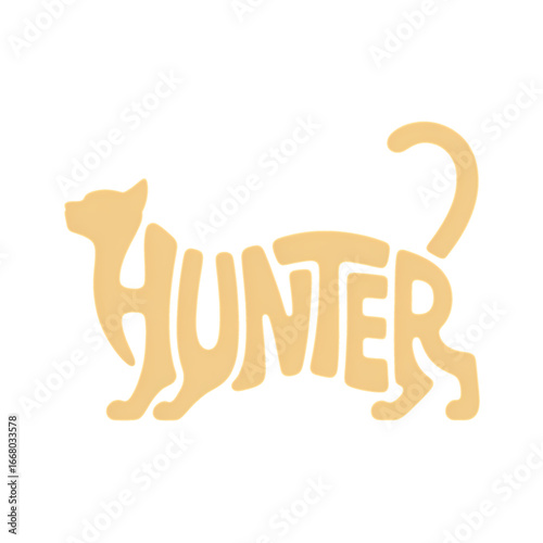 Creative cat silhouette design featuring the word Hunter in unique typography