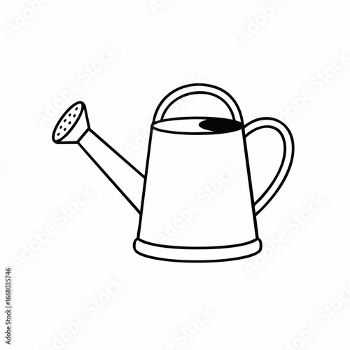 Simple Black and White Watering Can for Gardening and Horticulture