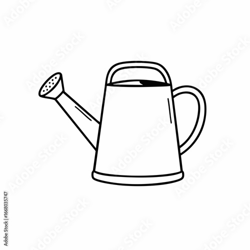 Simple Black and White Watering Can Illustration for Gardening Purposes