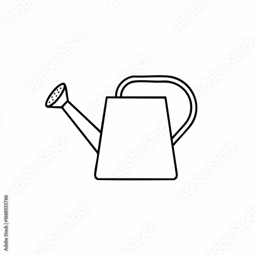 Simple Black and White Line Art Watering Can for Gardening