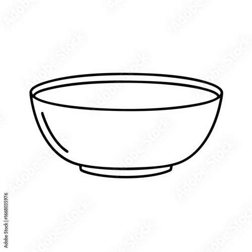 Simple Line Art Illustration of a Round Bottomed Bowl with a Foot