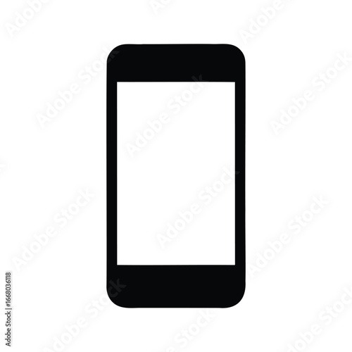 Silhouette of a Smartphone Device with Blank White Screen for Mockup, A smartphone device silhouette vector illustration