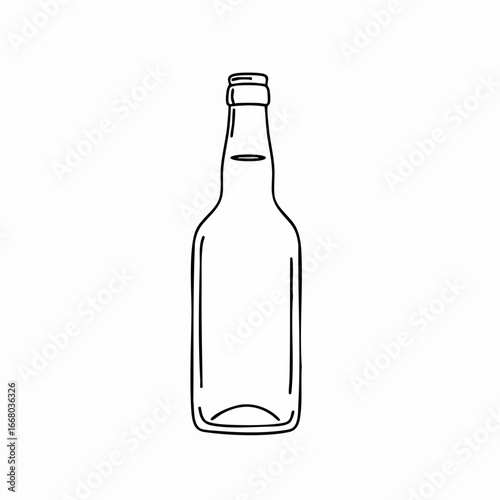 Simple Black Outline of a Classic Beer Bottle Design