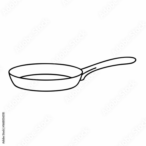Simple Outline of a Frying Pan with a Long Handle.